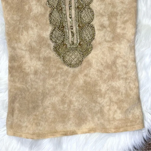 ๐SOLD๐Free People Beaded Secret Heart Tank Top Gold Embellishments Size Small - Picture 5 of 10